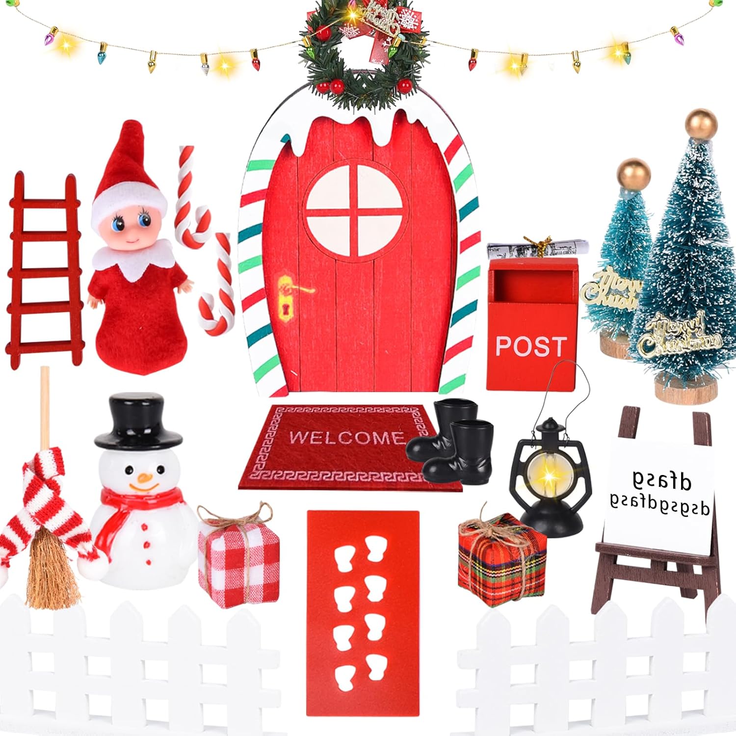 décorations noël lutins bois ornements