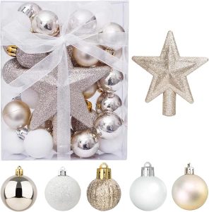 mini boules noël blanc argent décoration 30 pcs