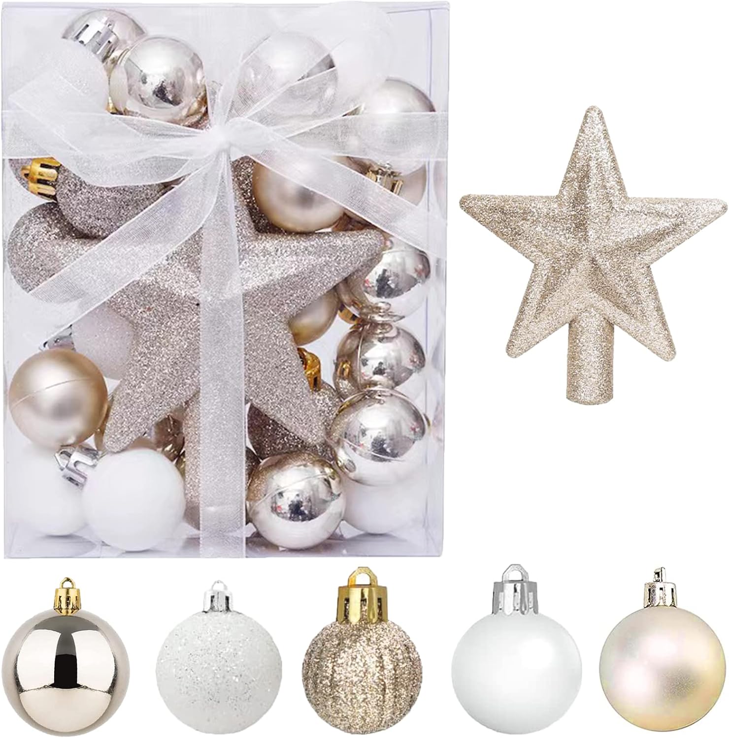 mini boules noël blanc argent décoration 30 pcs
